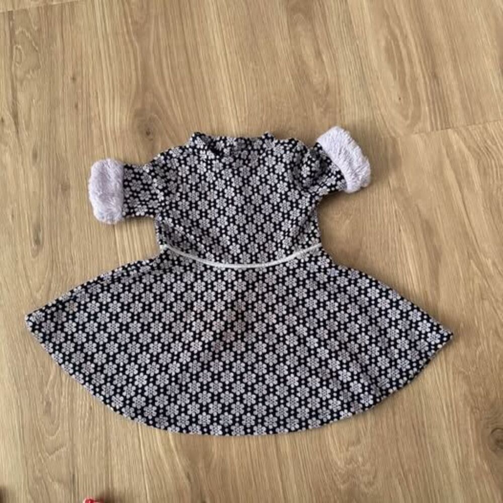 Janie and Jack 12/18 m dress Faux Fur Sleeves Winter Dress